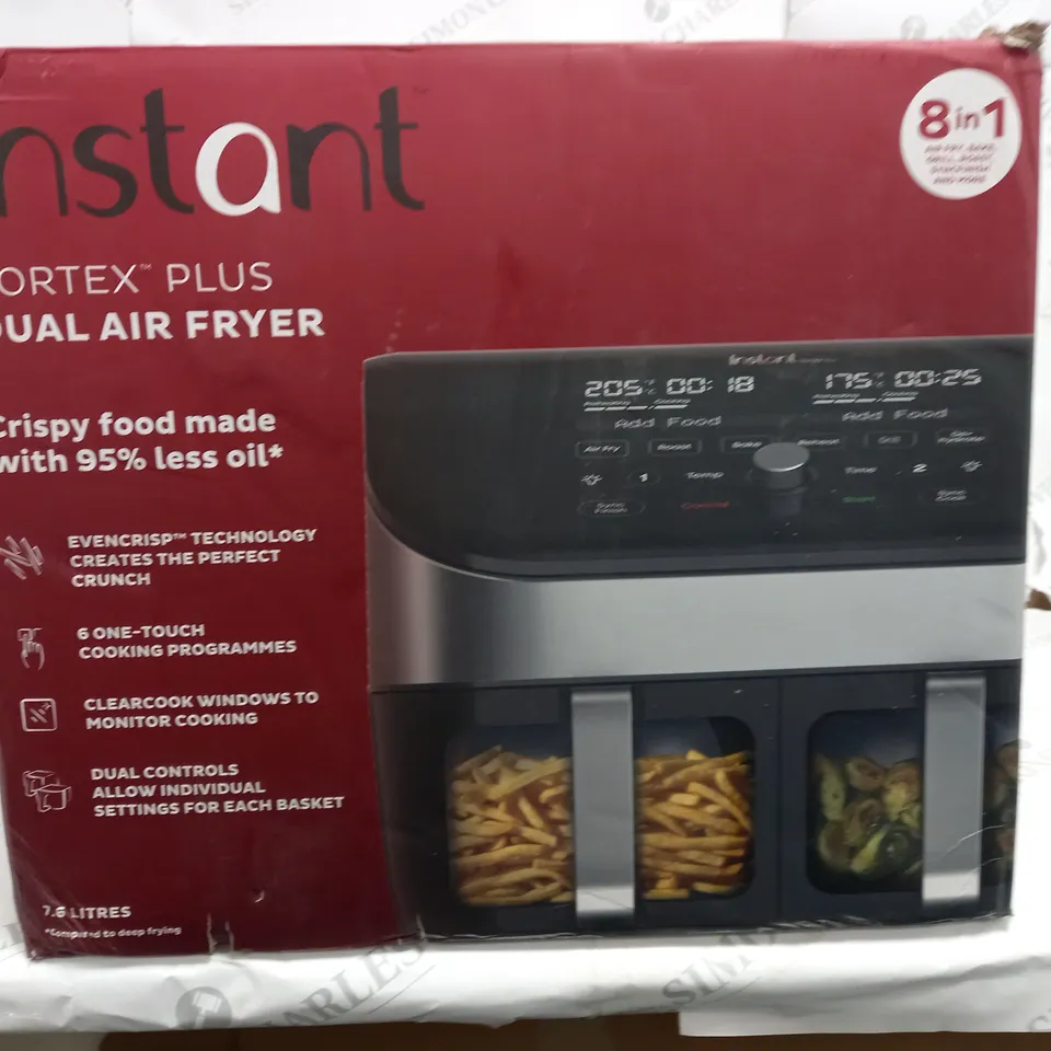 BOXED INSTANT VORTEX 8 IN 1 DUAL AIR FRYER 7.6