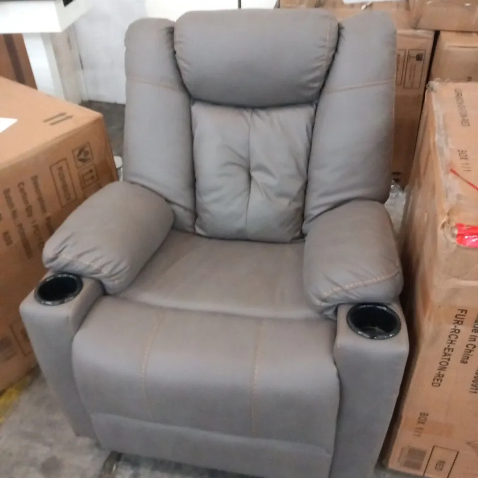 DESIGNER GREY FABRIC MANUAL RECLINING ROCKER CHAIR