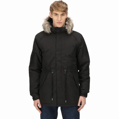 REGATTA MENS SALINGER III WATERPROOF PARKA JACKET BLACK SIZE S