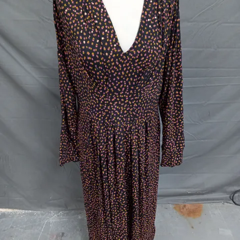 WHITE STUFF JERSEY DRESS IN BLACK MULTI SIZE 10