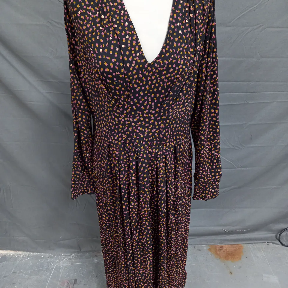 WHITE STUFF JERSEY DRESS IN BLACK MULTI SIZE 10