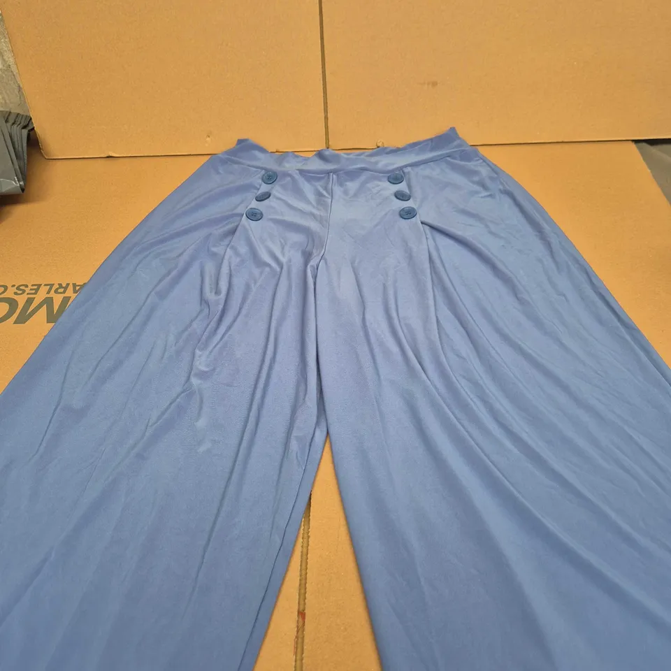 KIM & CO WOMEN'S CHAMBRAY BLUE WIDE-LEG TROUSERS – XL