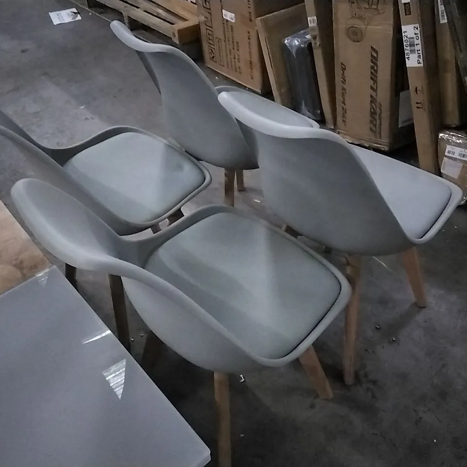 SET OF 4 NERO UPHOLSTERED DINING CHAIR - GREY