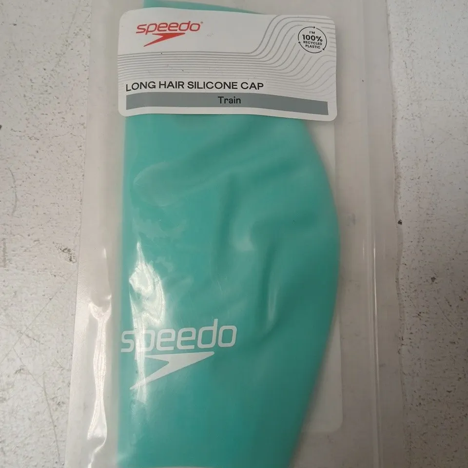 SPEEDO LONG HAIR SILICONE CAP – TURQUOISE TRAINING SWIM CAP