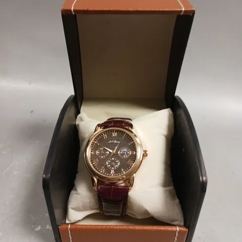 MENS LA BANUS WATCH β GOLD COLOUR CASE β LEATHER STRAP