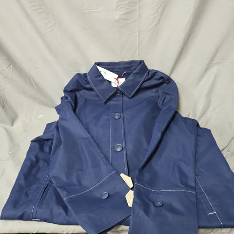 BEN DE LISI NAVY BLUE COAT WITH WHITE CONTRAST STITCHING – UK SIZE 20