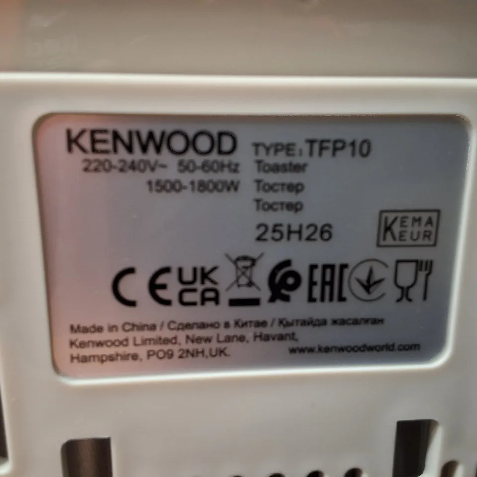 BOXED KENWOOD TFP10 TOASTER – ELEGANCE COLLECTION, WHITE, 4-SLICE