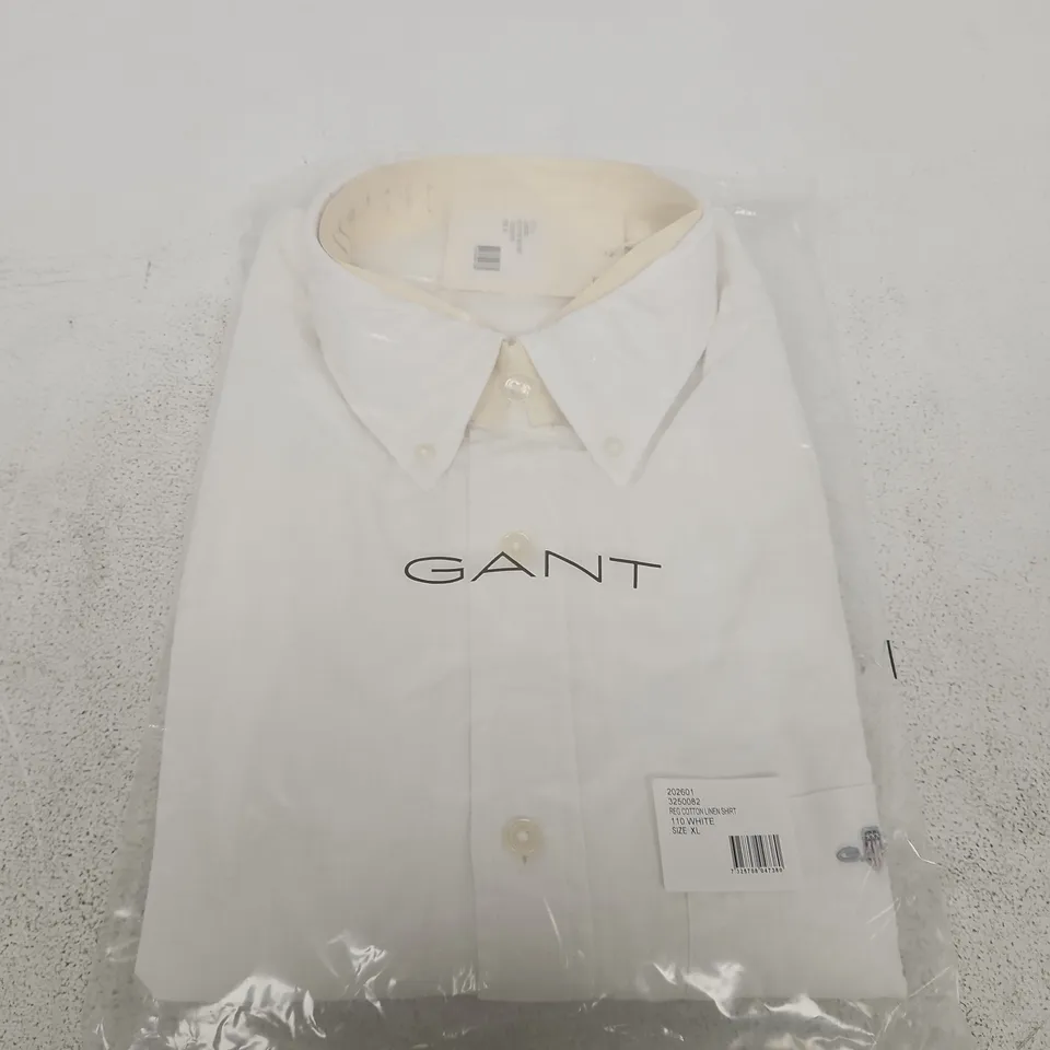 GANT WHITE COTTON-LINEN SHIRT – XL