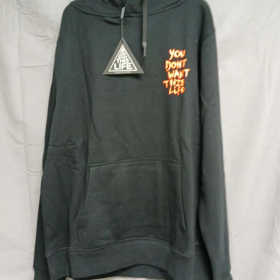 YOU DON'T WANT THIS LIFE PAINTER HOODIE – BLACK/ORANGE, SIZE L