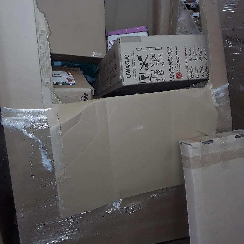 UNPROCESSED PALLET OF ASSORTED ITEMS TO INCLUDE AIR COMPRESSOR, STUNT SCOOTER AND KIDS AVENGERS BIKE