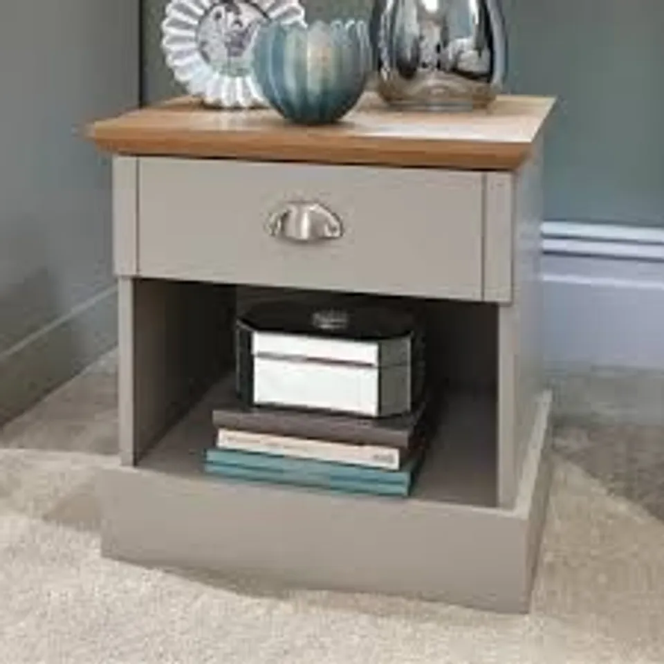 BOXED GFW KENDAL SINGLE DRAWER GREY BEDSIDE TABLE (1 BOX)