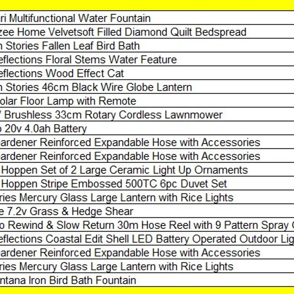 PALLET OF APPROXIMATELY 20 ASSORTED HOUSEHOLD AND GARDEN PRODUCTS TO INCLUDE; 