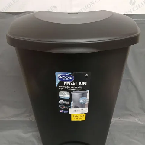 ADDIS 50L PEDAL BIN IN BLACK