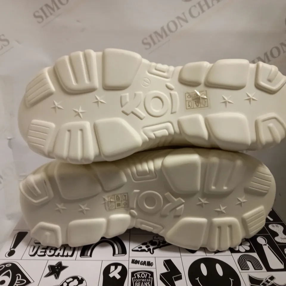 KOI VEGAN JINX WHITE MYSTIC CHARM TRAINERS - SIZE 7