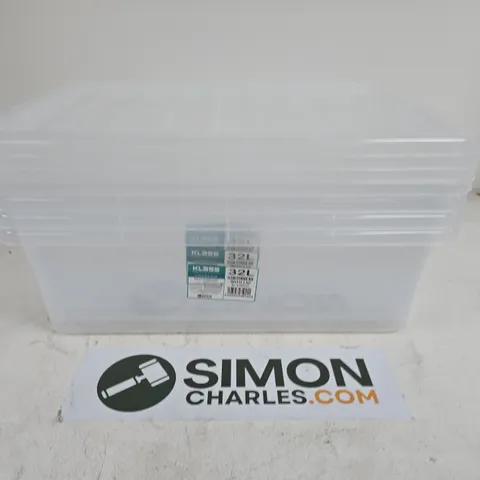 TRANSPARENT PLASTIC STORAGE BOX WITH LID β 32L CAPACITY - X4