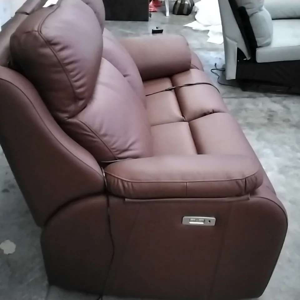 QUALITY BRITISH DESIGNER G PLAN MANUFACTURED KINGSBURY 3 SEATER ELECTRIC RECLINER SOFA - CAMBRIDGE CONKER LEATHER