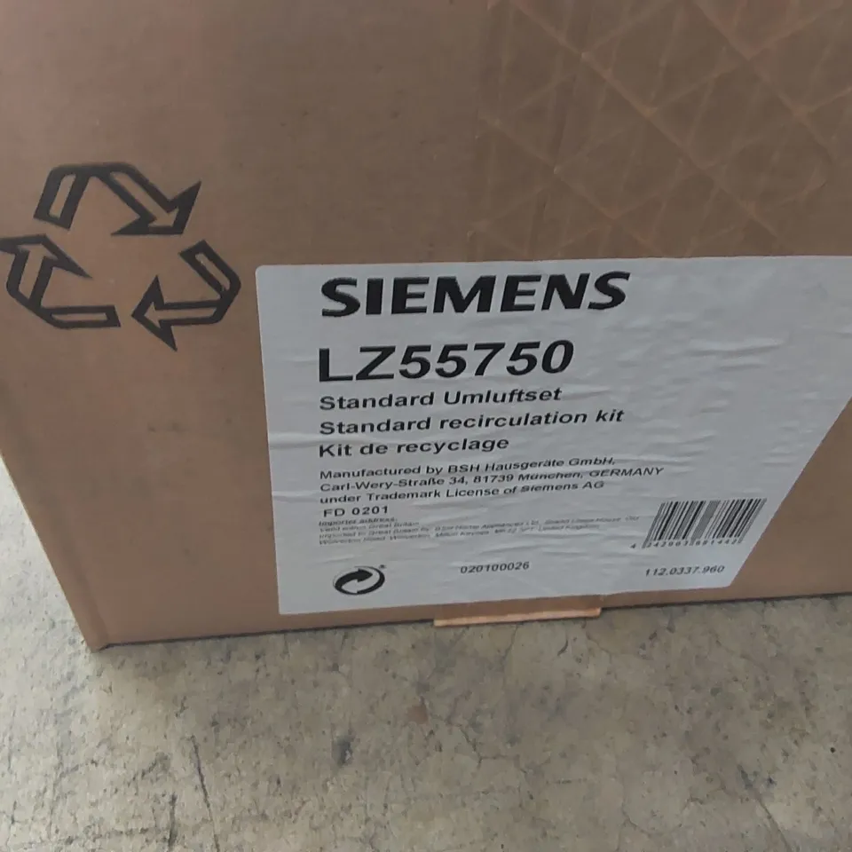 2x BRAND NEW BOXED SIEMENS LZ55750 STANDARD RECIRCULATION KITS (2 BOXES)