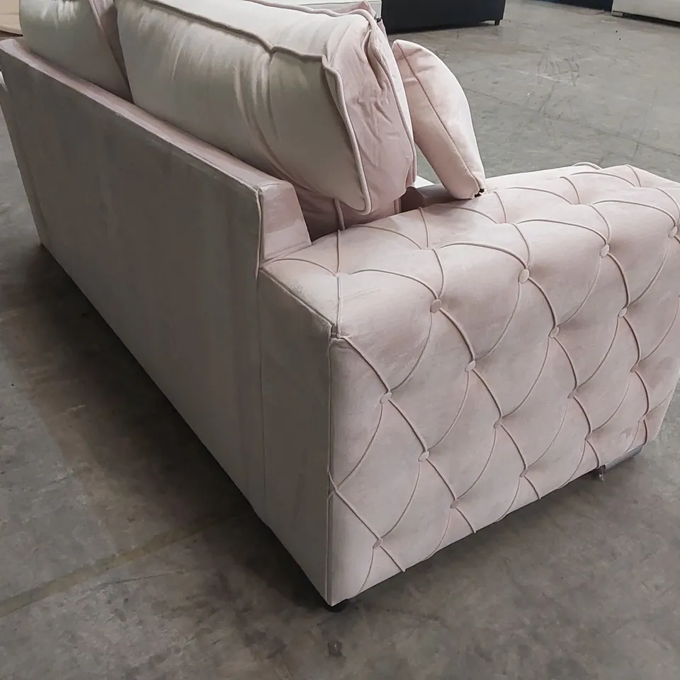 QUALITY DESIGNER MILTON 3 SEATER SOFT VELVET UPHOLSTERED SOFA WITH SCATTER CUSHIONS - PINK 