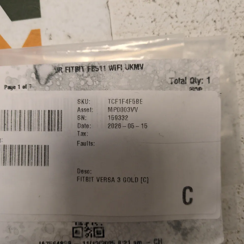 FITBIT VERSA 3 SMARTWATCH – GOLD, BODY ONLY (NO STRAP)