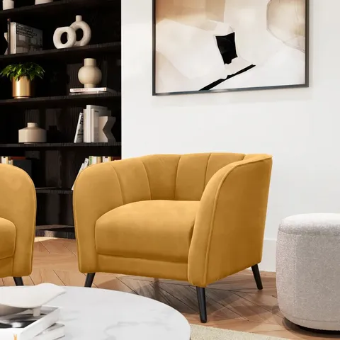 BOXED LOREN ARMCHAIR, MUSTARD CLASSIC VELVET (1 BOX)