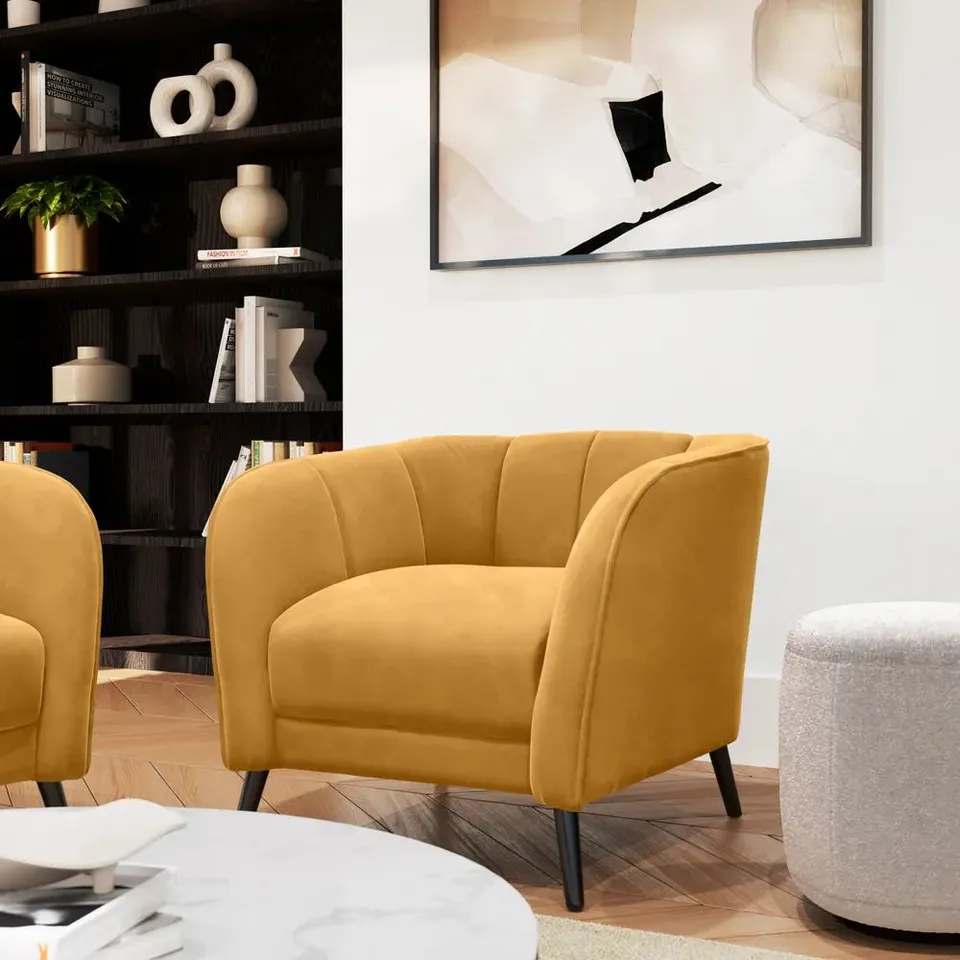 BOXED LOREN ARMCHAIR, MUSTARD CLASSIC VELVET (1 BOX)