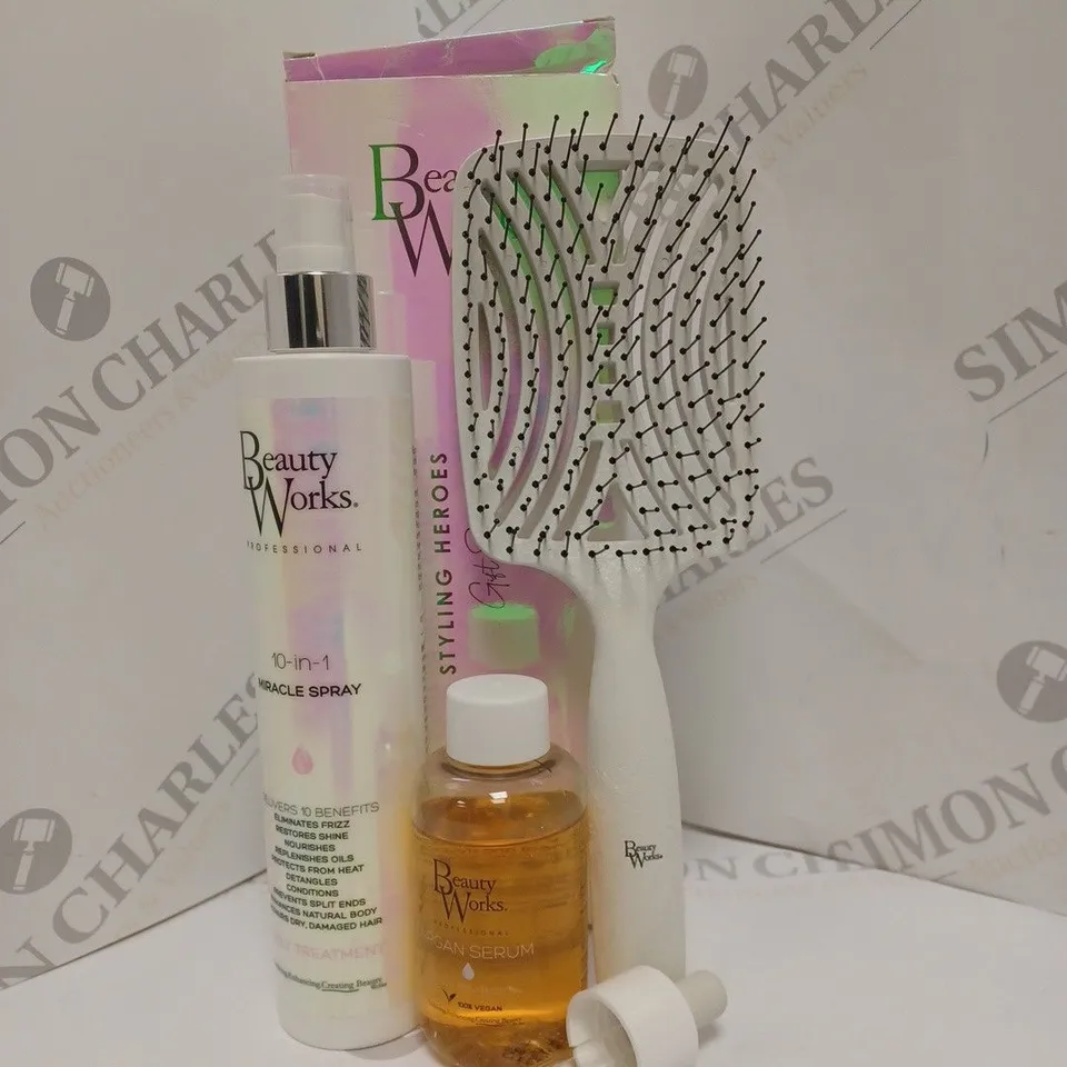 BOXED BEAUTY WORKS 10-IN-1 MIRACLE SPRAY X ARGAN SERUM GIFT SET  RRP £28.99