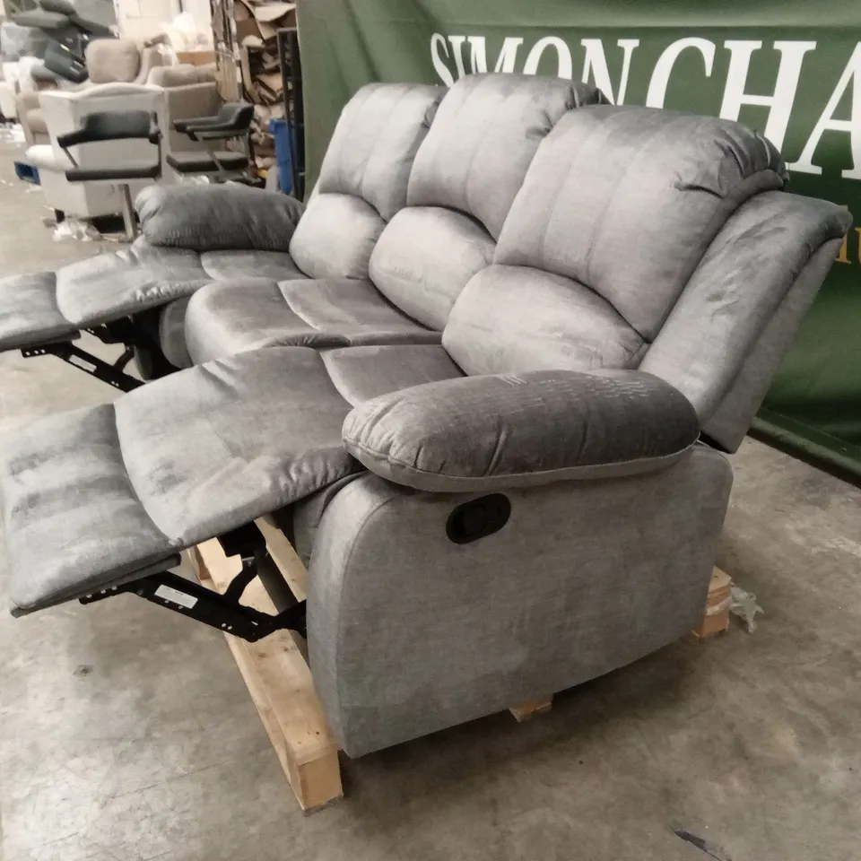 ALAIYNA 3 SEATER WIDE HOME THEATER MANUAL RECLINER SOFA - GREY