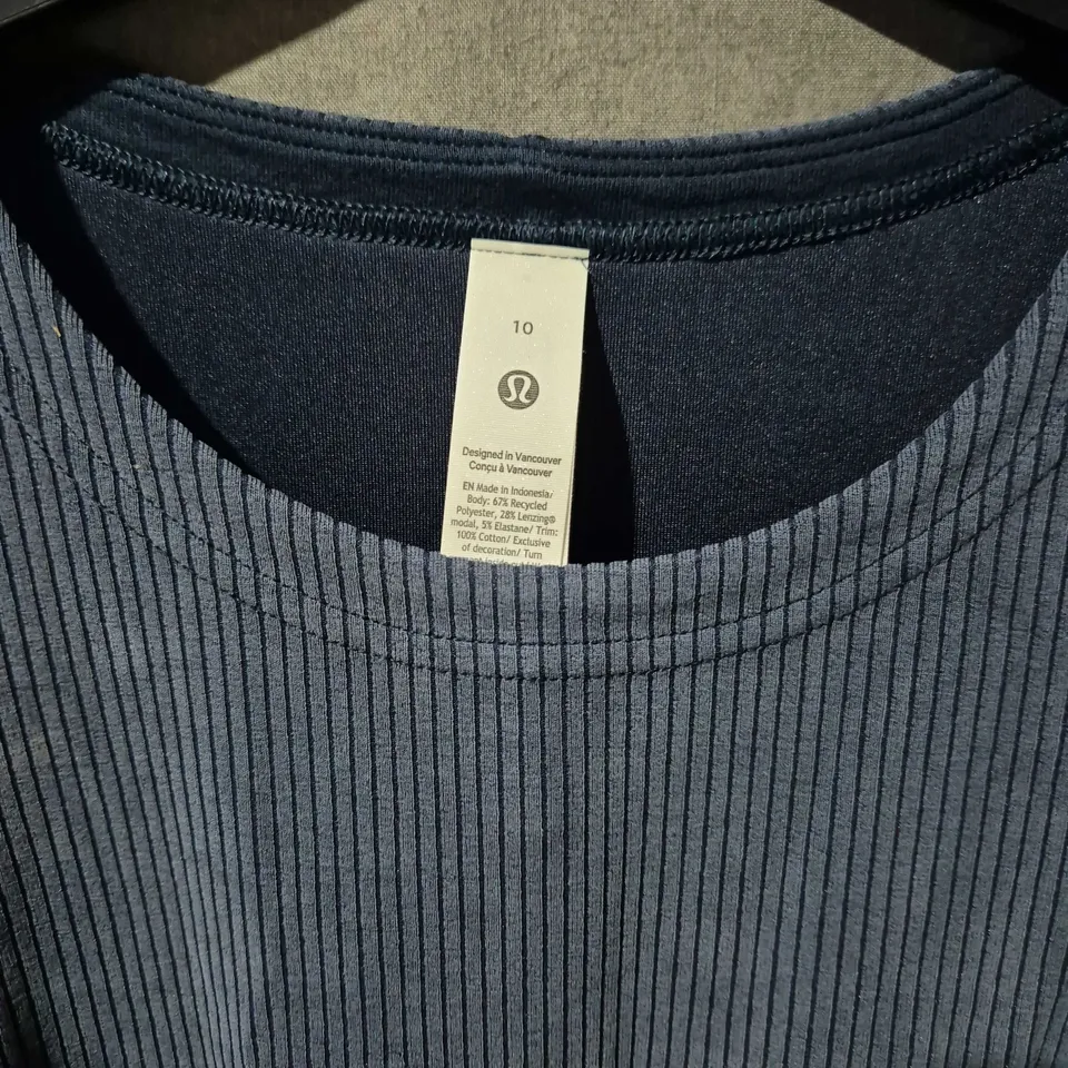 LULULEMON RIBBED KNIT SLEEVELESS DRESS – NAVY – UK 14 (US 10)