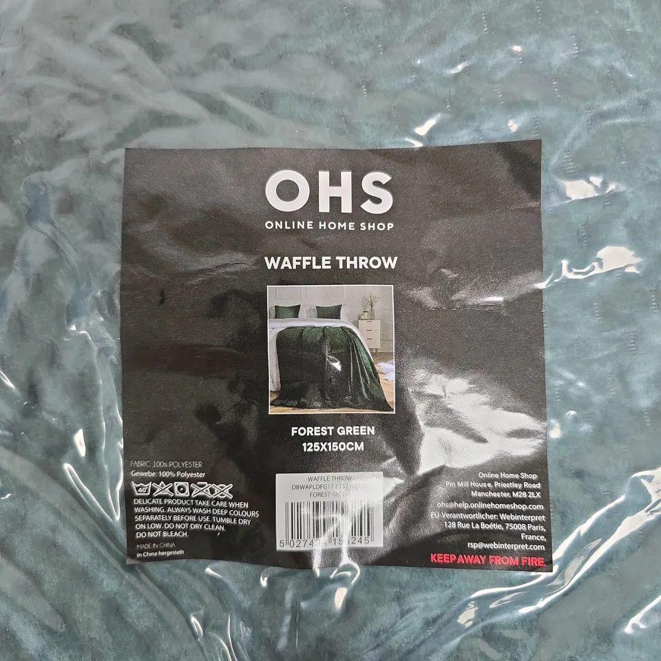 OHS WAFFLE THROW – FOREST GREEN, 125X150 CM
