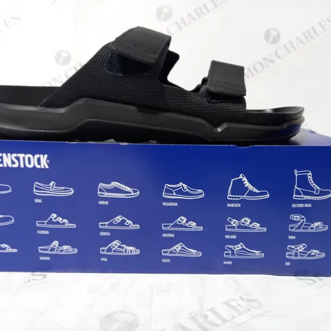 BOXED PAIR OF BIRKENSTOCK ATACAMA OPEN TOE SANDALS IN BLACK UK SIZE 7.5