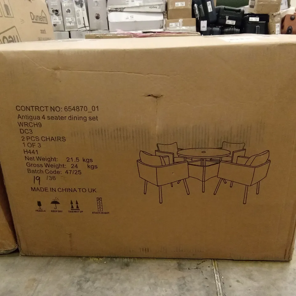BOXED SET OF 2 ANTIGUA OUTDOOR DINING CHAIRS (1 BOX)