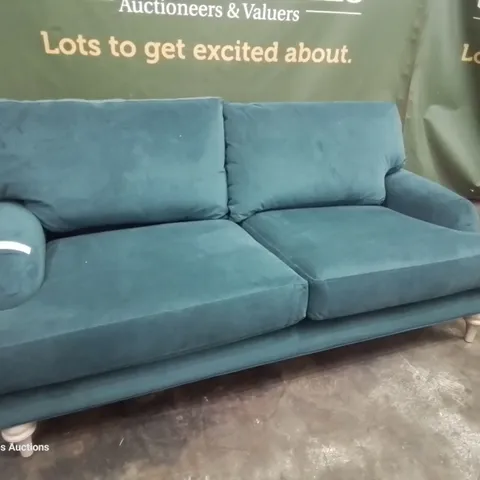 QUALITY BRITISH DESIGNER LOUNGE Co. THREE SEATER SOFA PLUSH TURQUOISE FABRIC