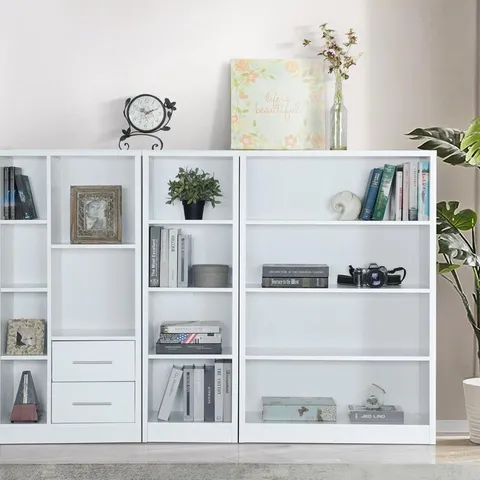 BOXED 'NEW METRO' 3 PIECE STORAGE BOOKCASE WHITE (2 BOXES)