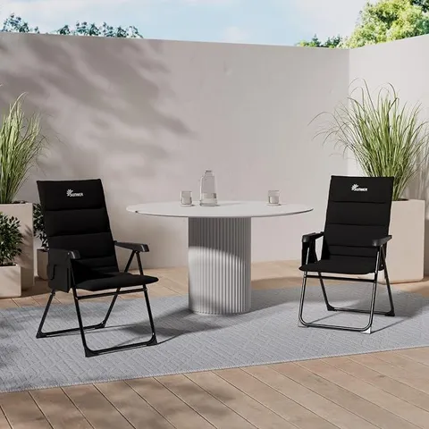 BOXED SUNMER PACK OF 2 PADDED FOLDING CHAIR WITH 5 POSITIONS - BLACK