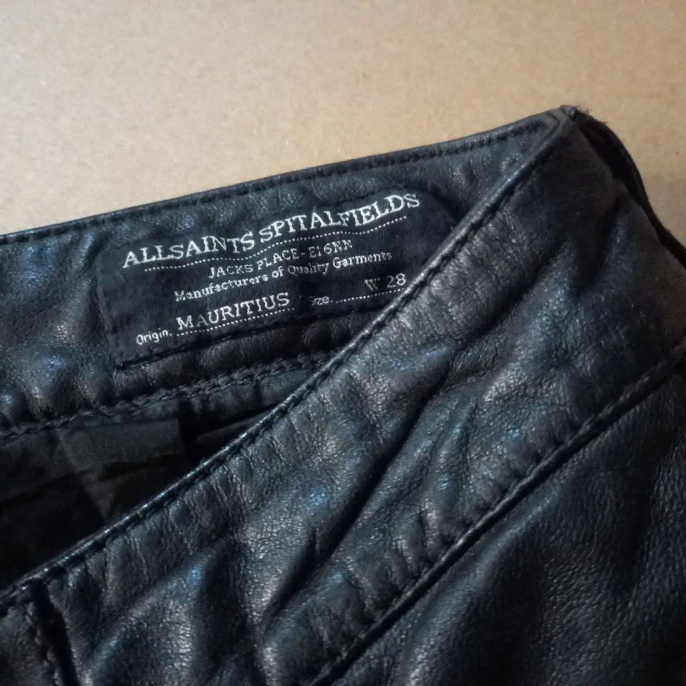 ALLSAINTS SPITALFIELDS LEATHER TROUSERS - W28