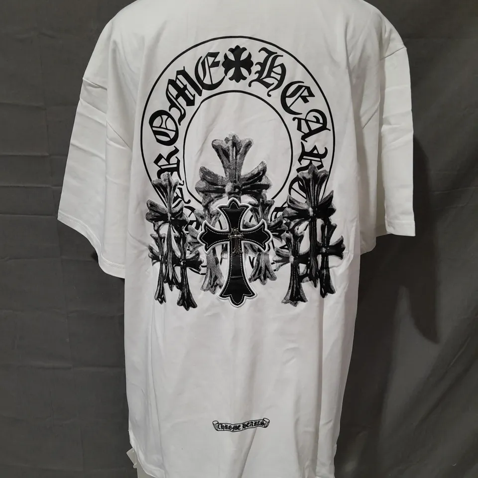 CHROME HEARTS WHITE CREW T-SHIRT - XL