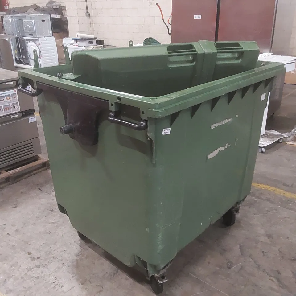 LARGE GREEN FOUR-WHEEL INDUSTRIAL WASTE CONTAINER