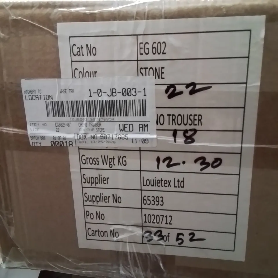 BOXED BRAND NEW APPROXIMATELY 18 JULIPA CHINO TROUSERS STONE SIZE 22