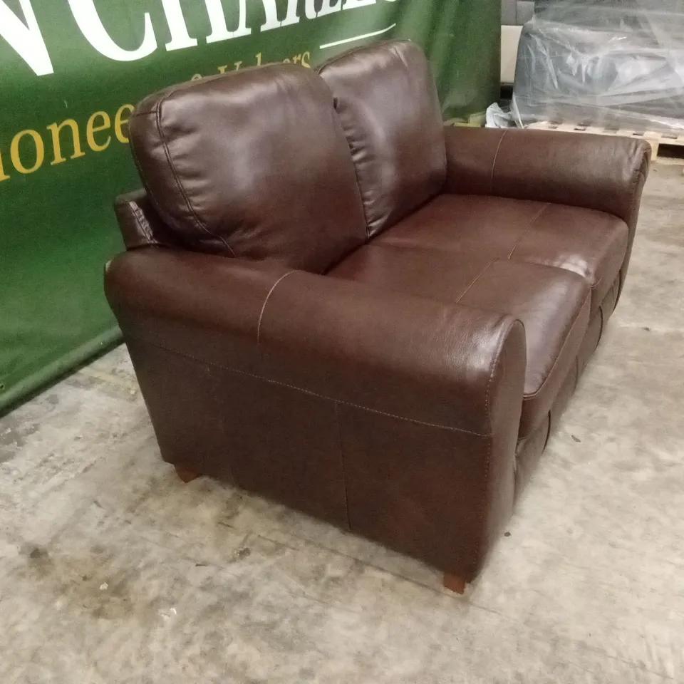 BAILEY 2 SEATER LEATHER SOFA - CHOCOLATE RRP £829