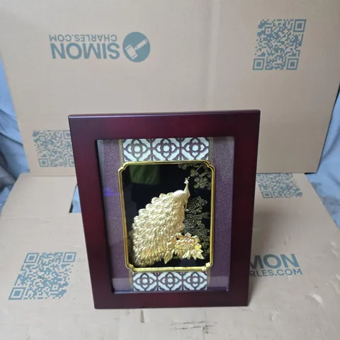 HOME DECOR - 24K GOLD PLATED PEACOCK WOODEN FRAME