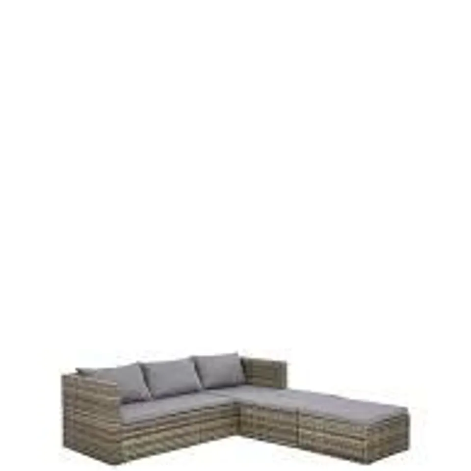 BOXED HAMILTON CORNER SOFA SET, SOFA, STOOL & LOUNGER - GREY (1 BOX)