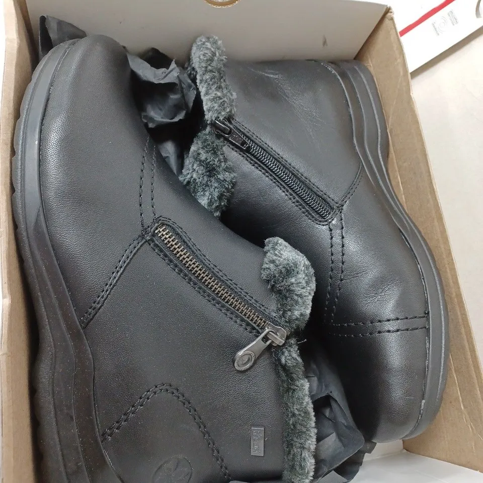 BOXED RIEKER FUR CUFF BOOTS, BLACK - SIZE 6.5