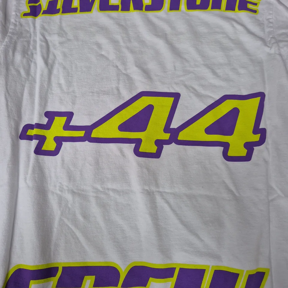 +44 HOME TURF SILVERSTONE CREW T-SHIRT IN WHITE SIZE MEDIUM