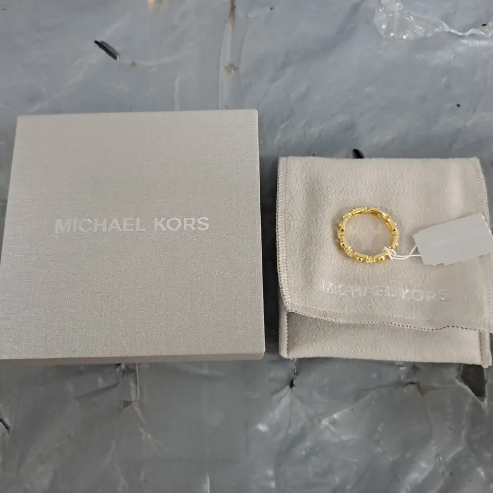 MICHAEL KORS ASTOR LINK SMALL PRECIOUS METAL-PLATED STERLING SILVER PAVÉ CHAIN RING