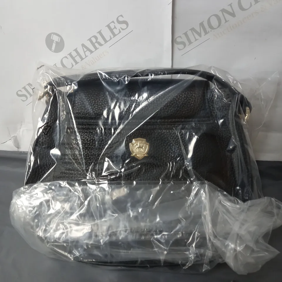 PAUL COSTELLOE GYMKHANA MULTIWAY LEATHER SADDLE BAG IN BLACK/BROWN 