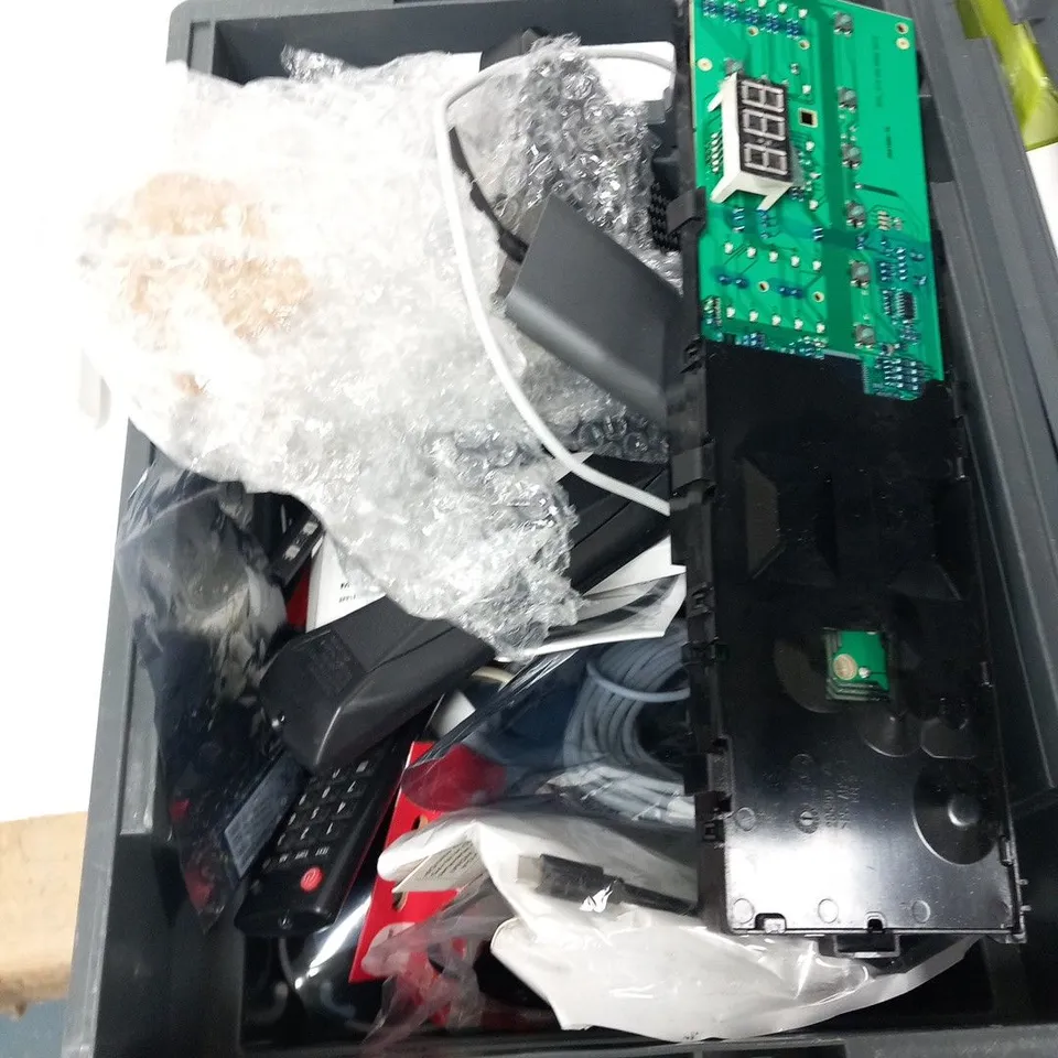 LARGE QUANTITY OF ASSORTED ELECTRICAL ACCESSORIES TO INCLUDE; REMOTES, HOME PHONE ADAPTER AND SYNCWIRE