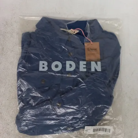 BAGGED BODEN MAVIS MIDI JERSEY SHIRT DRESS IN BLUE SIZE 16P