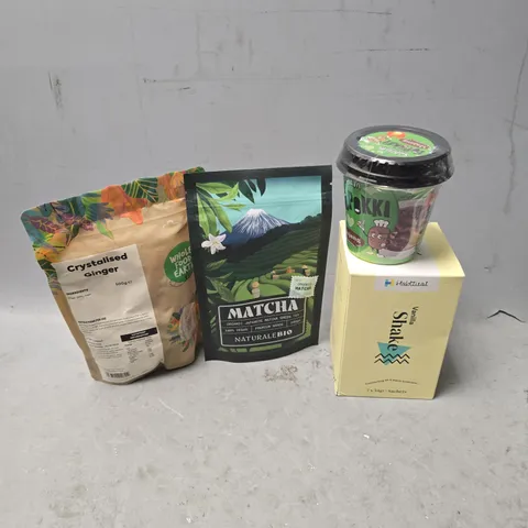 APPROXIMATELY 12 ASSORTED FOOD & DRINK ITEMS TO INCLUDE - CRYSTALISED GINGER , MATCHA , COCA COLA ZERO ETC