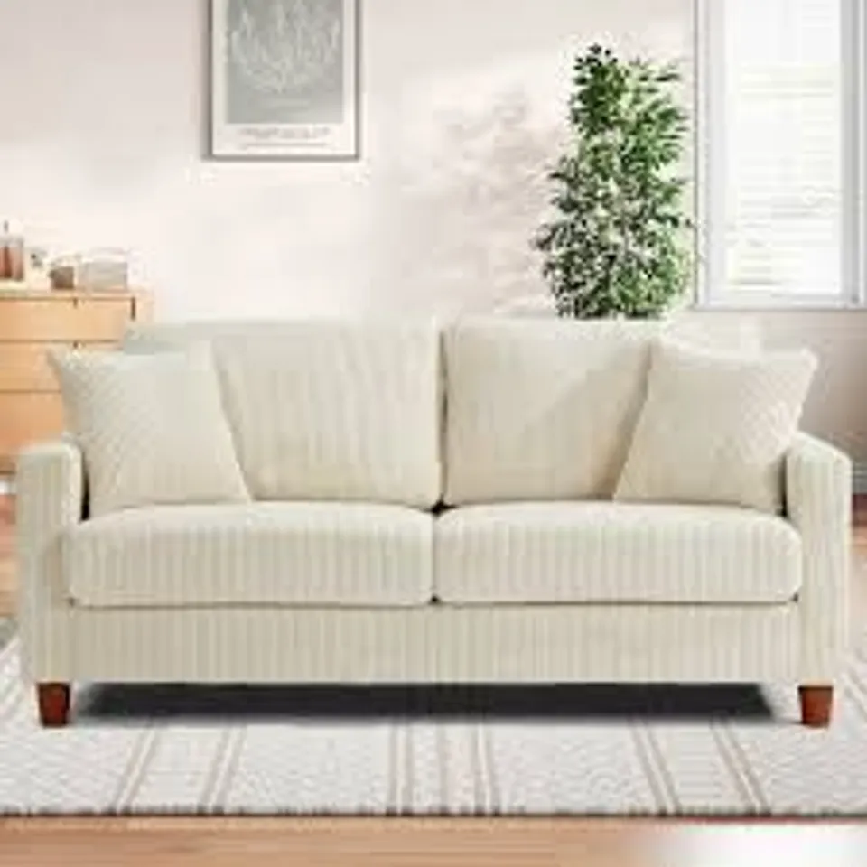 BOXED 17 STORIES CORDUROY 3-SEATER SOFA - BEIGE (1 BOX)