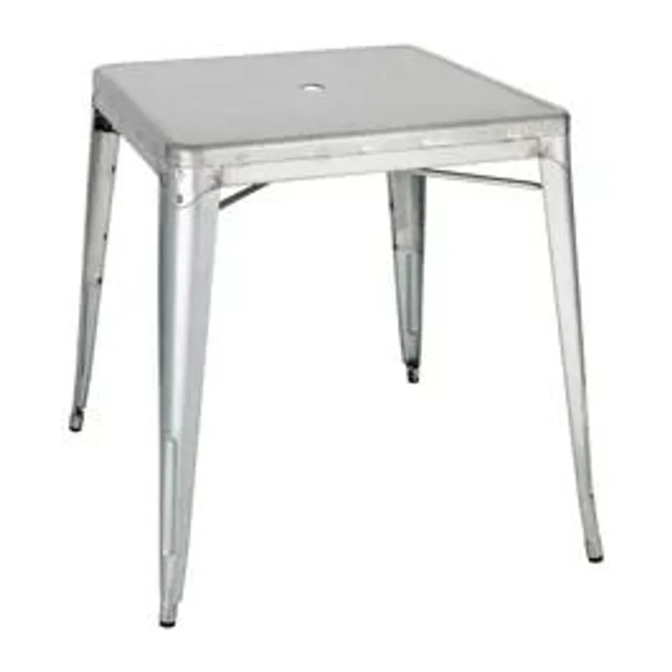 BOXED BOLERO BISTRO GC866 GALVANISED STEEL SQUARE TABLE (1 BOX)